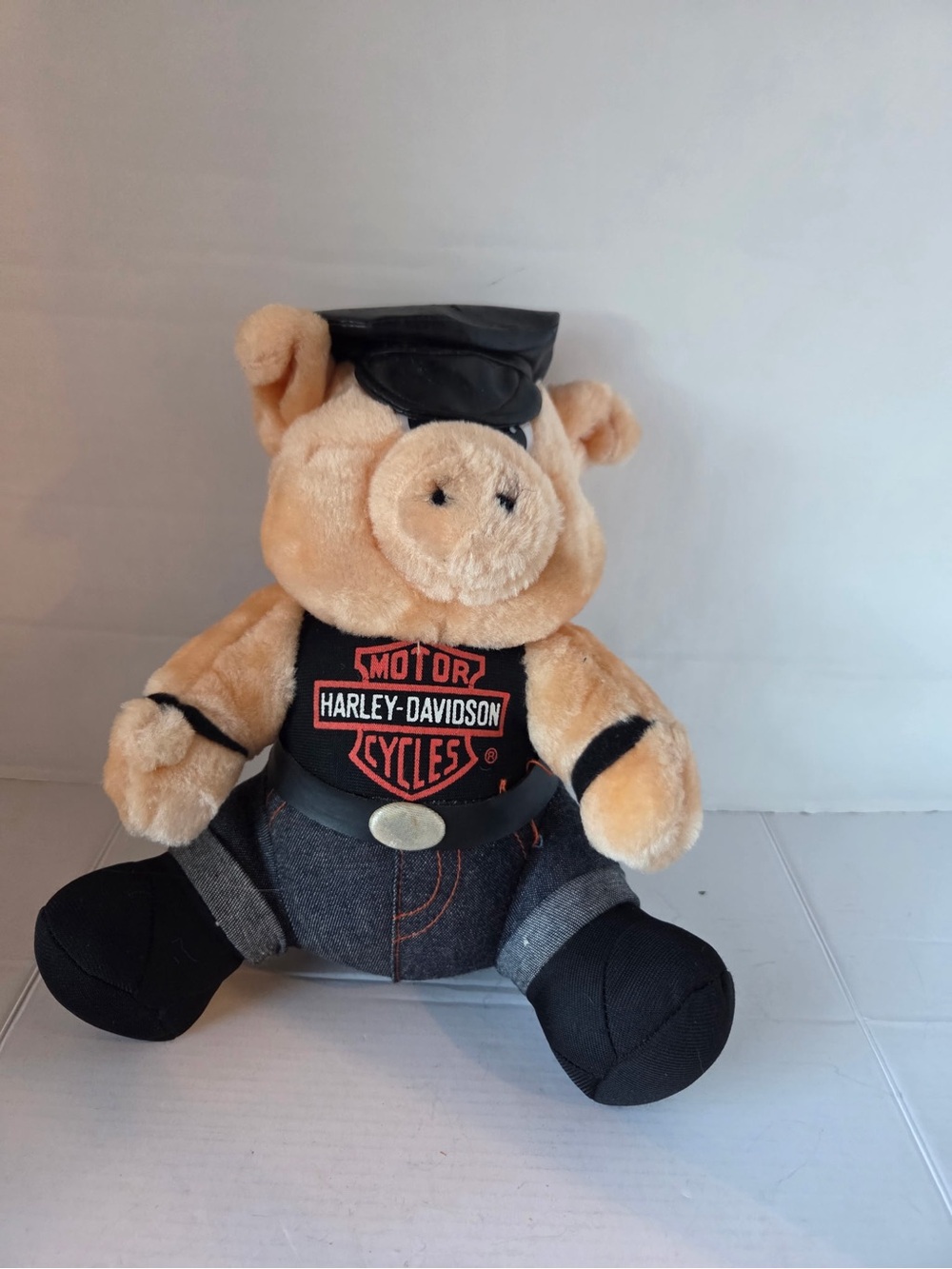 Harley Davidson Biker HOG Pig Plush Stuffed Animal Toy Collectible 1990s Vintage